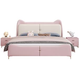 आधुनिक गुलाबी एकल बच्चों को रिवॉल्विंग कैट कान डिजाइन के साथ जुड़वां बिस्तर - Product Image 3