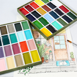 Ensemble de peintures aquarelles professionnelles personnalisées de 48 couleurs, 7,2 ml, peintures aquarelles solides japonaises <span class=keywords><strong>Gansai</strong></span> pour artistes - Product Image 6