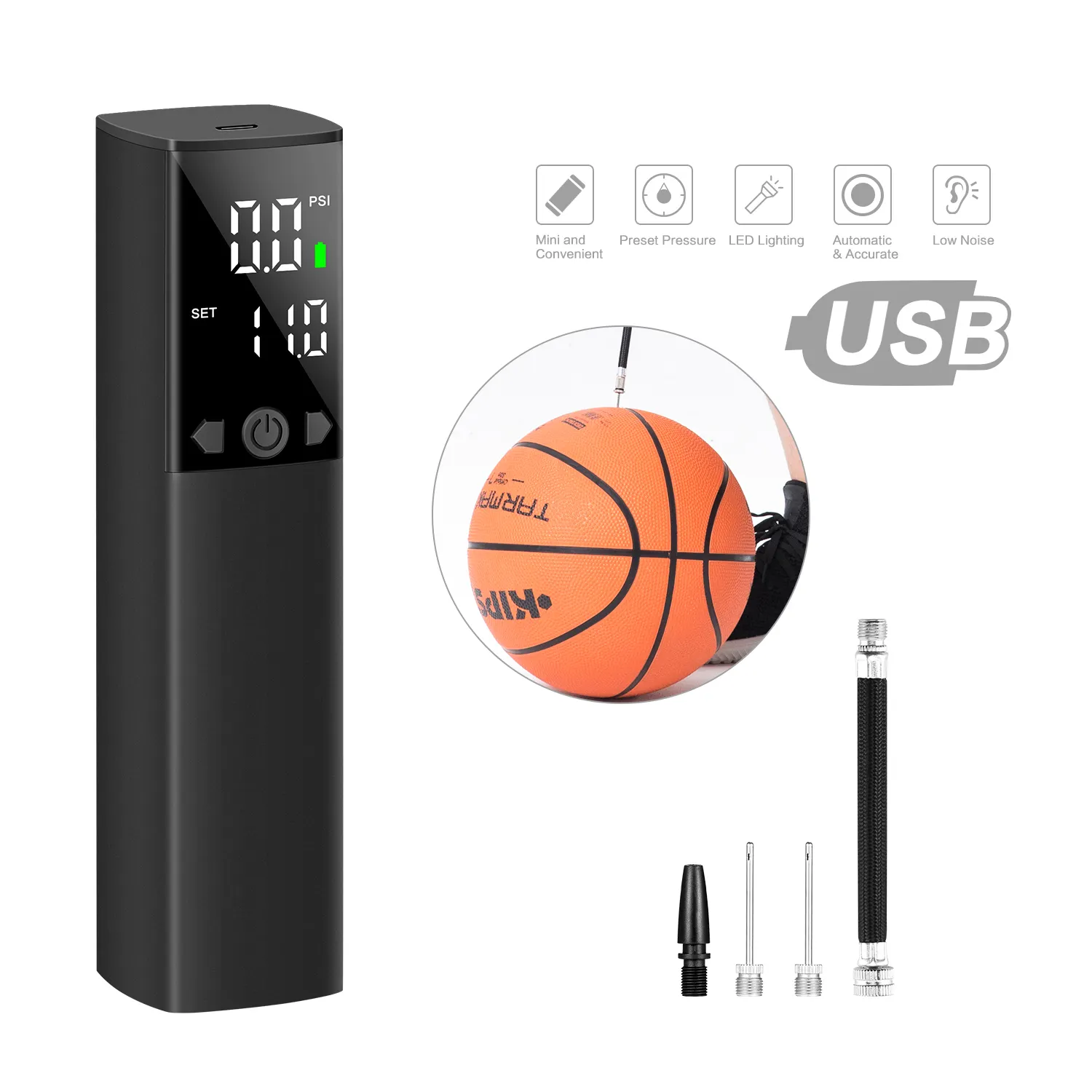 Newo Automatic Wireless Electric Fast Ball Air Pump for Inflatables Basketball, Soccer, Volleyball, Football and Swimming Ring