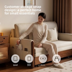 Canapé-<span class=keywords><strong>lit</strong></span> pliable et <span class=keywords><strong>extensible</strong></span> 2 places avec structure <span class=keywords><strong>en</strong></span> chêne massif, canapé-<span class=keywords><strong>lit</strong></span> moderne et minimaliste pour salon 150cm 120cm SF174 - Product Image 2