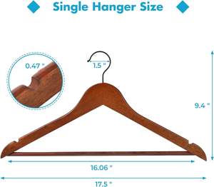 Tendedero de Ropa de Madera Marrón de Alta Calidad, Nuevo, con Perchas de Madera y Alambre de Acero para Uso en Armarios y Tiendas - Product Image 2