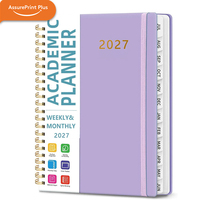 Nouveau carnet de planification académique 2027, couverture en similicuir, reliure spirale, excellent cadeau de Nouvel An, hebdomadaire et mensuel