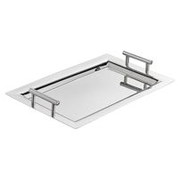 Plateau de service élégant en aluminium au design moderne pour la restauration de mariage, les buffets d'hôtel et le service à domicile