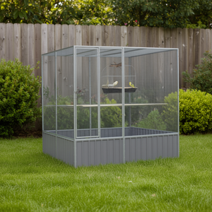 Gabbia per Uccelli in Acciaio Zincato 84.1x85.6x83.3 Pollici Grigia, Resistente per Esterni, Rettangolare, Accessori per Uccelli - Product Image 3