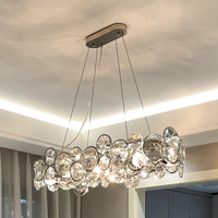 Nouveau lustre rond en cristal à bulles de luxe léger, lampe de plafond artistique minimaliste haut de gamme pour salon, chambre à coucher