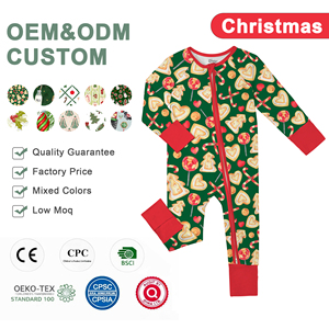 Pyjama en bambou pour tout-petits WEIWEI, Noël, fermeture éclair, impression personnalisée, vente en gros, boîte mystère, pyjama en bambou bio pour enfants, ensemble 2 pièces - Product Image 1