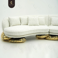 Ensemble de canapés sectionnels de luxe italiens en tissu Chesterfield, canapé-lit moderne crème rembourré en éponge, réglable, prêt pour la villa