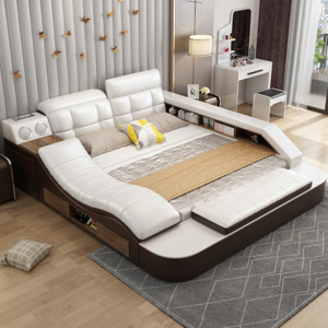 Most Popular Storage Leather Bed Multi-functions Massage Bed Functional Wood Bedroom Sets Massage Modern Sofa Bed