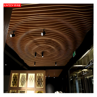 Panel de Techo Lineal con Tira Cuadrada de Aluminio Ondulado 3D, Panel de Madera, Metal Suspendido para Sala Moderna, Hoteles Falsos al Aire Libre