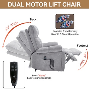 Fauteuil gris à double moteur, positionnement infini, massage chauffant, <span class=keywords><strong>8</strong></span> points de vibration, capacité de 350 lb, poches latérales, fauteuil inclinable électrique surdimensionné - Product Image 5