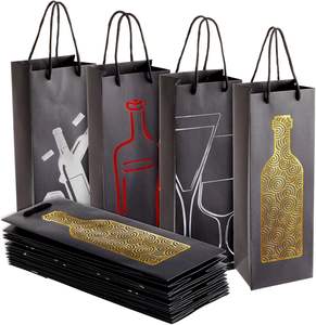 Sacs cadeaux élégants pour le vin avec poignées en ruban de satin Sacs de bouteilles en <span class=keywords><strong>papier</strong></span> de qualité supérieure pour les cadeaux de champagne et de vin - Product Image 1