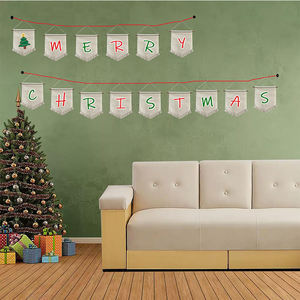 لافتة قماشية قطنية مخصصة مع عمود خشبي للتعليق على الحائط، مطبوعة رقميًا بتصميم ونص مخصص، هدية صديقة للبيئة لحفلات أعياد الميلاد - Product Image 6