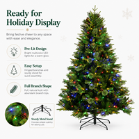 Guirlandes lumineuses pour sapin de Noël, à brancher, intérieur, LED rouge et verte, pré-éclairées sur un sapin de Noël décoré pour une décoration traditionnelle des fêtes
