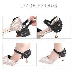 Bande de Fixation en dentelle élastique douce et <span class=keywords><strong>Anti</strong></span>-chute noire, sans nœud, boucle de lacet pour chaussures à talons hauts - Product Image 5