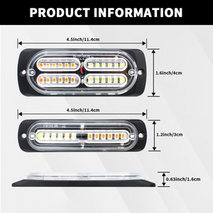 Feux stroboscopiques d'urgence LED ultra-minces, lot de 8 synchronisés - Montage sur grille avec contrôleur pour véhicules, camions, voitures de pompiers - Product Image 4