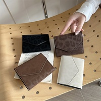 Dompet Mini Motif Leopard 2026 Tas Clutch Estetika Tinggi dengan Kancing Pengunci Portabel Model Amplop Nuansa Mewah Tas PU Wanita