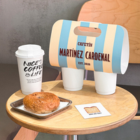Support personnalisé en carton pour gobelets à café jetables avec poignée, pour boissons chaudes à emporter, emballage en carton pour gobelets