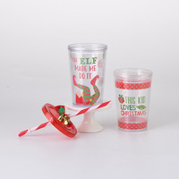 Nouvelle tasse à paille en plastique double couche de style européen et américain 2026 avec clochettes, unisexe, portable, cadeau, type paille