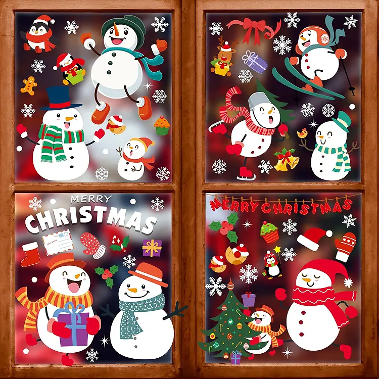 Christmas Window Clings Snowman Window Decals Christmas Window Stickers Holiday Decorations Xmas christmas sticker