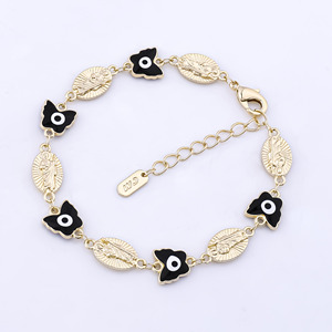 2022 Neuerscheinung Türkisches Blau Vergoldetes 14k 18k Böses-Auge Verstellbares Armband für Frauen Ojo Schmuck Öltropfen Kupfer Buntes Design - Product Image 5