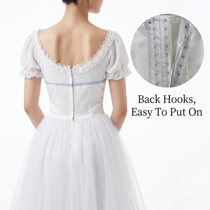 La Fille Mal Gardée Romantic Long Ballet Dress Giselle Peasant Style Stage Costume Lace-Up <b>Apron</b> Detail Long Tulle Tutu - Product Image 3