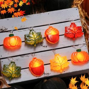 Hot bán Halloween PVC trang trí lễ hội treo đèn Chuỗi có tính năng bí ngô và Maple Leaf đèn LED - Product Image 3