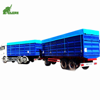 Remolque de Plataforma Plana de 3 Ejes para Trabajo Pesado, Remolque de Carga para Vehículos Largos, Remolque de Caja para Camioneta