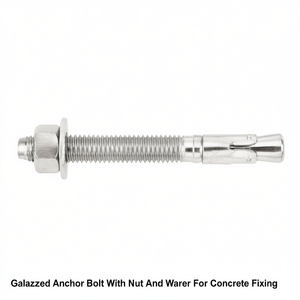 Boulon d'ancrage galvanisé avec écrou et rondelle pour fixation dans le béton - Product Image 2