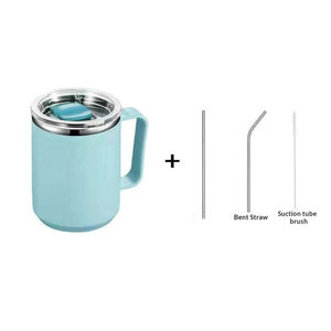 Stainless steel insulated <b>coffee</b> <b>cup</b> <b>with</b> handle, double wall vacuum travel drum cover, <b>straw</b> insulated water <b>cup</b> - Product Image 6