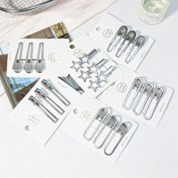 Lot de 3 pinces à cheveux en métal argenté, motif géométrique étoile et lune, en alliage, pour boutiques professionnelles et Shopify (vente en gros)