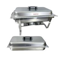 SUNMAX Ensemble de chauffe-plats en acier inoxydable avec couvercle suspendu 9L en or Design de luxe pour mariage et restauration