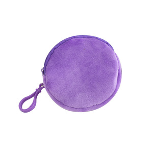 Porte-monnaie rond en peluche Shuang Le Hui, violet, avec fermeture éclair, porte-clés, porte-carte d'identité pour femme, usage quotidien, portefeuille simple - Product Image 4