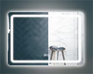Layar sentuh cermin pintar mandi led, untuk kamar mandi dinding pintar cermin terpasang