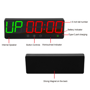 Temporizador de Gimnasio Recargable Portátil y Moderno con Pantalla LED para Entrenamiento en Casa, Barra de Progreso/Rondas, HIIT, <span class=keywords><strong>Tabata</strong></span>, Emom, Fitness, Boxeo, Intervalos - Product Image 4