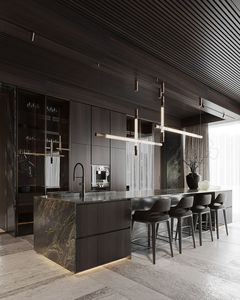 Îlot de cuisine extensible tendance 2026, gain de place - Plateau en <span class=keywords><strong>ardoise</strong></span> anti-rayures de qualité <span class=keywords><strong>alimentaire</strong></span>, bois massif, multi-portes, design 3D gratuit - Product Image 4