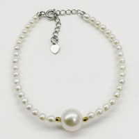 Prix de gros, perles rondes cultivées authentiques, bijoux faits à la main, bracelet en perles d'eau douce tendance pour femmes