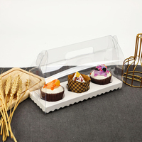 Fête blanc cadeau bonbons Bento tasse gâteau curseur boîte à vendre avec poignée Mini biscuits Cupcakes grande boîte d'emballage transparente