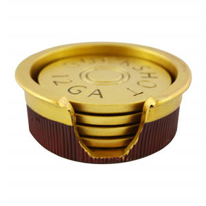 Conjunto de 5 Porta-Copos de Poliresina/Resina em Formato de Cartucho de Espingarda Calibre <span class=keywords><strong>12</strong></span> com Base para Decoração de Man Cave - Product Image 1