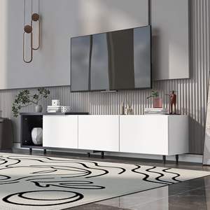 DB U-Can 70.1''-100'' Extendable <b>TV</b> <b>Stand</b> Modern Stylish 80+inch <b>TV</b> Cabinet Black <b>White</b> Wood Panel Style (Old SKU WF299723AAK) - Product Image 1