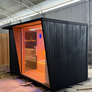 Hiện đại điện ngoài trời tuyết tùng đỏ tắm hơi kết hợp tắm lạnh với phòng tắm hơi bếp transom Windows tùy biến cho lợi ích sức khỏe - Product Image 6