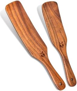 Juego de Utensilios de Cocina de Madera de Teca Natural de 2 Piezas, Antiadherentes, Incluye Cuchara para Sopa y Espátula para Café, Té y Cocina - Product Image 1