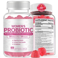 Gummies Probiotiques pour Femmes à la Canneberge, Sans Sucre, Formule Personnalisée avec Logo, 50 Milliards de CFU, 60 Comprimés, Suppléments à Base de Plantes, Vente en Gros