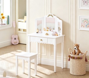 Nouvelle table de maquillage <span class=keywords><strong>en</strong></span> <span class=keywords><strong>bois</strong></span> de luxe pour enfants avec miroir, ensemble de jeu de <span class=keywords><strong>cuisine</strong></span> pour les enfants de 2 à 7 ans, unisexe. QU0004 - Product Image 1