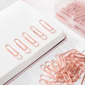 Luxury promotion 28mm metal rose gold paper clips 120pcs boxed office stationery