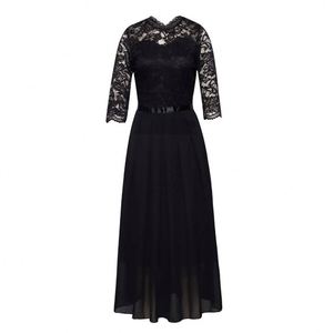 Robe de soirée élégante et décontractée pour femme, coupe crayon ajustée, avec laçage au dos, nouvelle mode, longueur ras du sol, en mousseline, style A-line, pour demoiselle d'honneur - Product Image 3