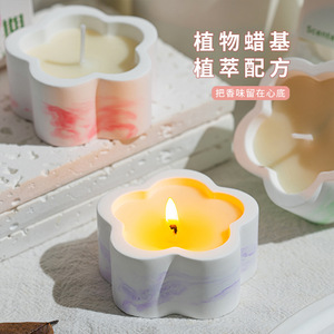 Northern Mu Petal Shaped Scented <b>Candle</b> Soy Wax Hand Casting Home Fragrance Decorative Gift - Product Image 2