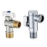 Robinet d'arrêt triangulaire à grand débit, design minimaliste moderne, pour chauffe-eau domestique gaz/eau chaude/froide, vanne à boisseau sphérique 4 points en acier au carbone, port 1/2