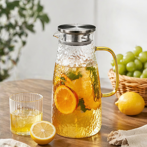 Carafe en verre de <span class=keywords><strong>2</strong></span> L/68 oz avec couvercle et poignée, résistante à la chaleur, en borosilicate, pour boissons chaudes ou froides, thé glacé, limonade - Product Image 5