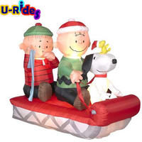 Snoopy Noël Gonflable 420D Oxford Modèle 8m Arbre Père Noël Dessin Animé Souffleur d'Air Certifié CE Installation Facile Couleur Personnalisable