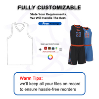 Ensemble de maillots de basket-ball personnalisés respirants 100% polyester, sublimés noir et bleu, uniformes réversibles double face pour ligue universitaire